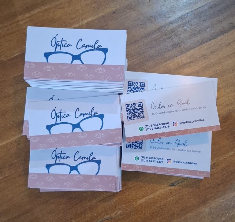 Cartão de visitas para a Óticas Camila
