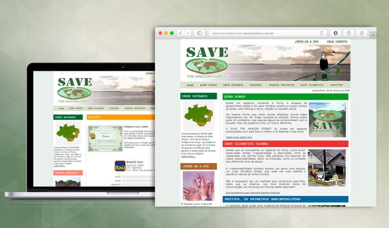 Criação do site para o projeto Save the Amazon